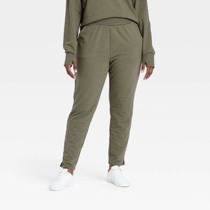 Women's French Terry Taper Pant - Moss Green XL